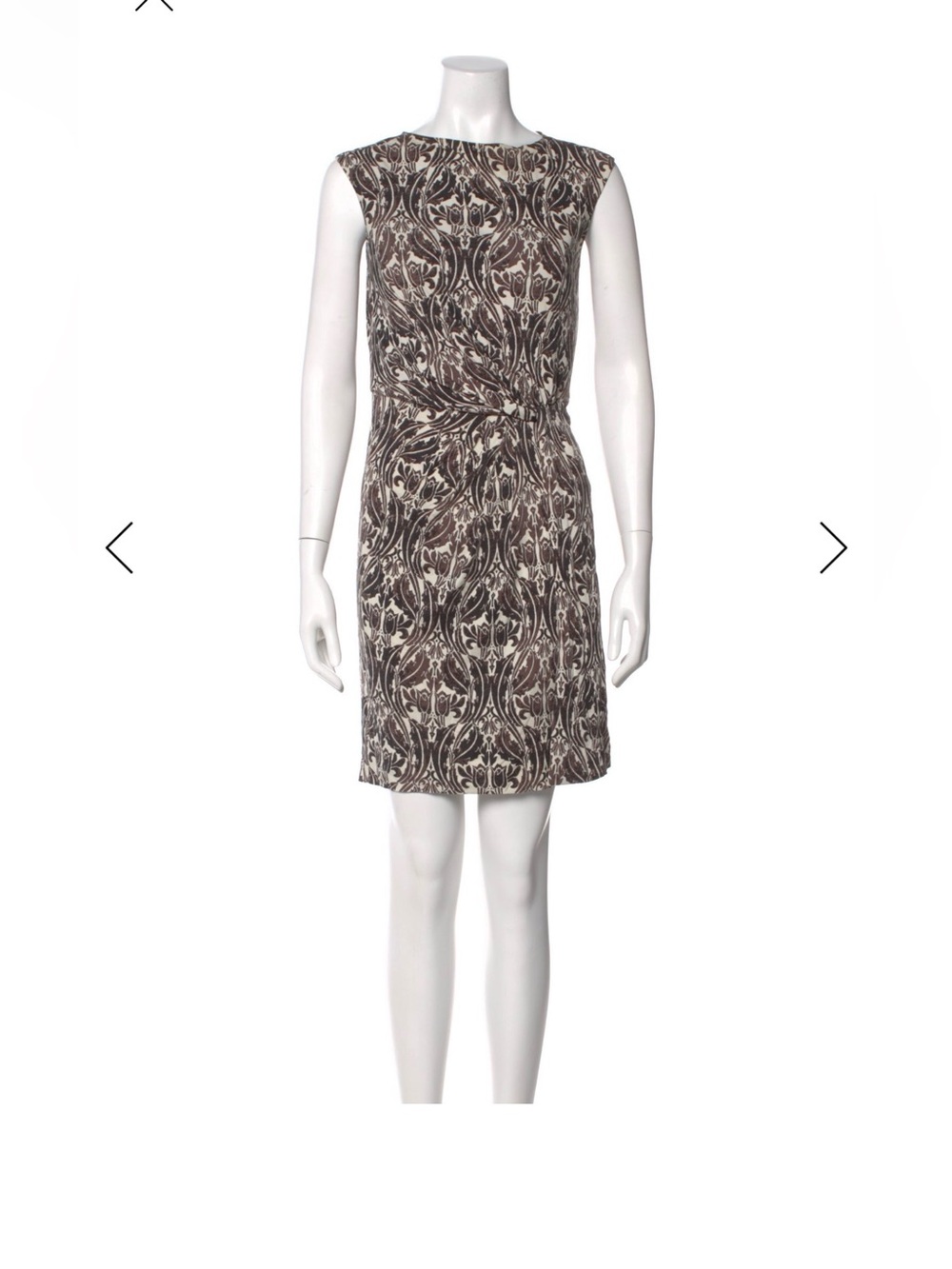 Tory Burch 100% Silk Printed Shift Dress – Brown / Taupe / Cream, Size XS